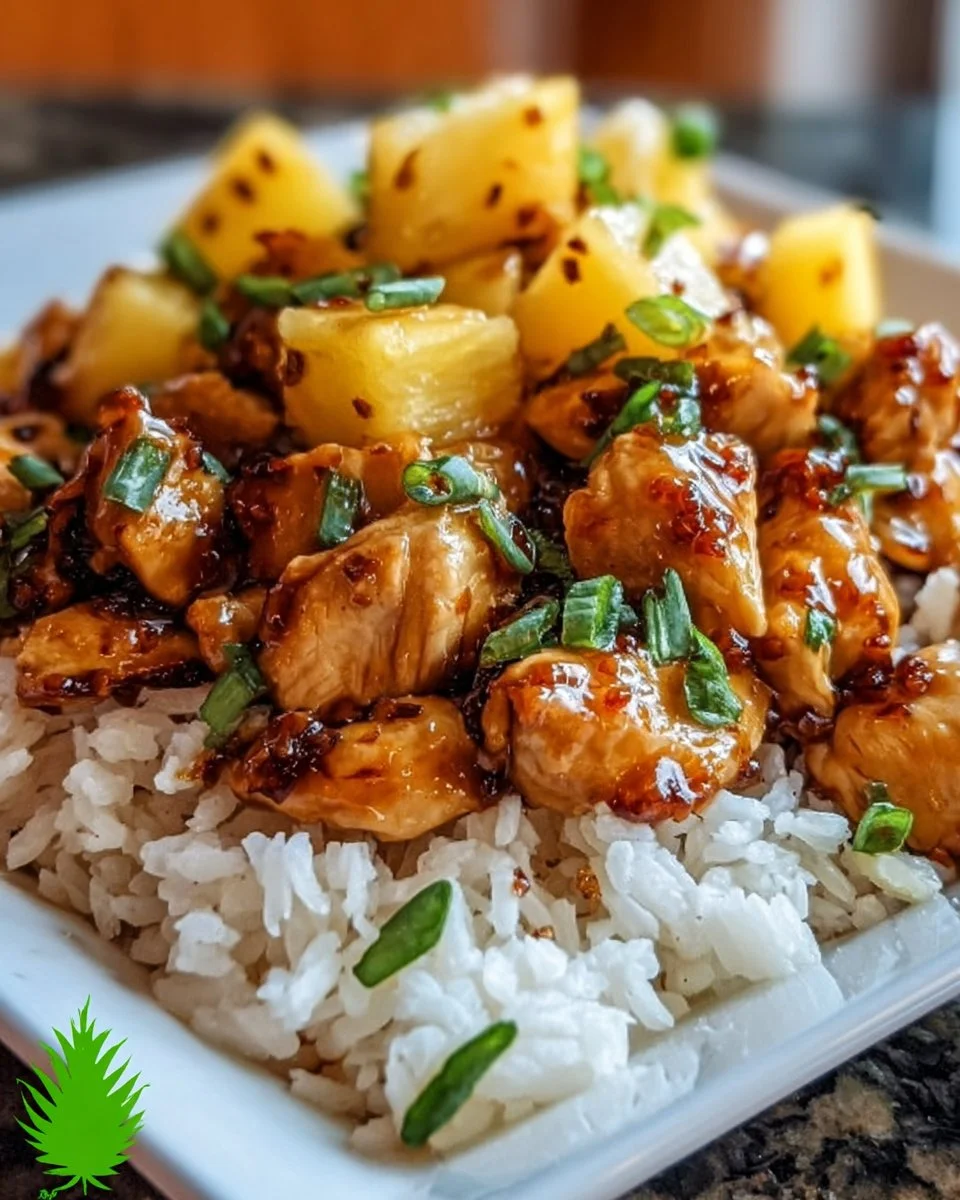 Ananas-Hühnchen mit Reis