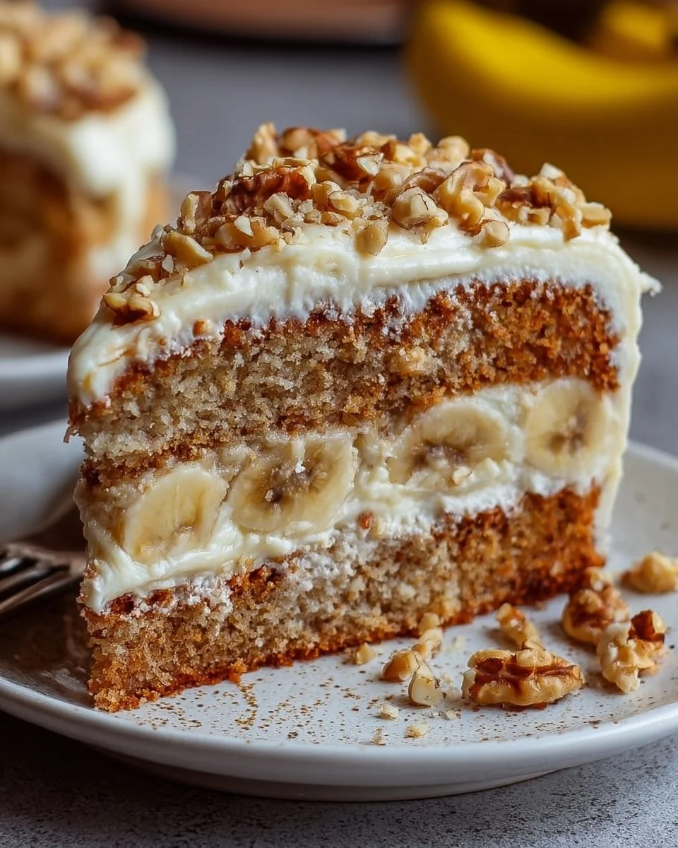 Bananen-Walnuss-Cremekuchen