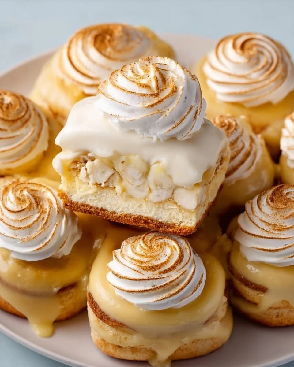 Bananenpudding-Rollen mit klebrigem Vanillepudding