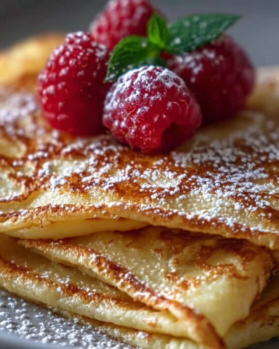 Französische Crêpes mit Himbeeren