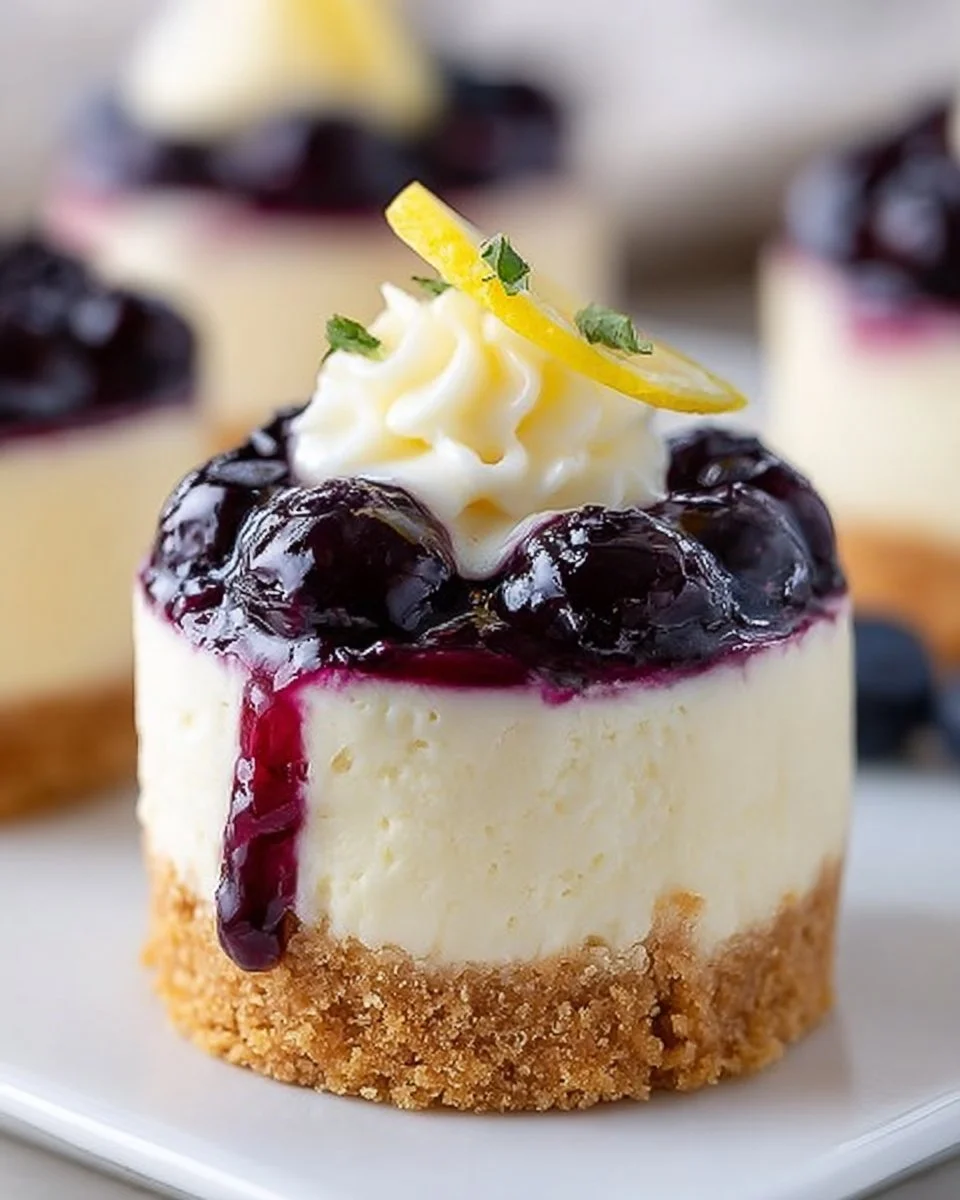 Gesunde Mini Zitronen-Heidelbeer-Käsekuchen