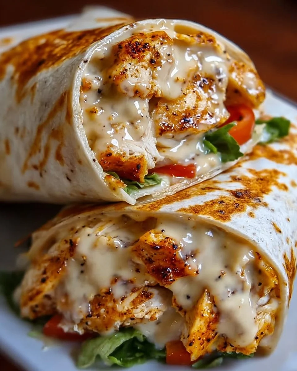 Käseknoblauch-Hühnchen-Wraps