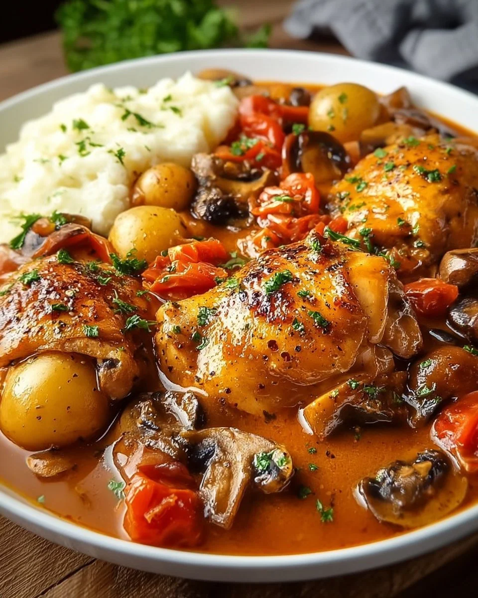 Klassisches französisches Jägerhühnchen: Poulet Chasseur