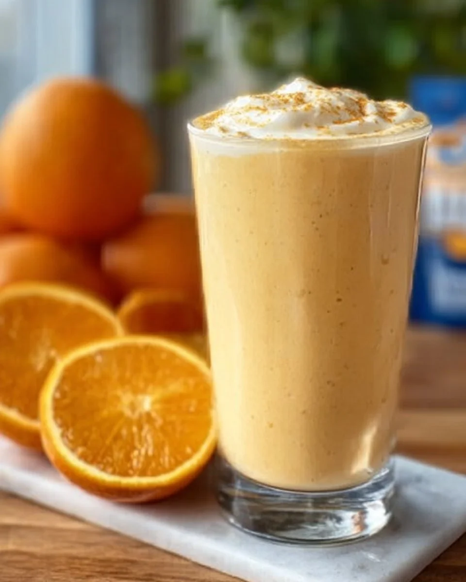 🍊 Besiege die Hitze mit diesem 4-Zutaten Orange Creamsicle Smoothie! 🧡 Pack…