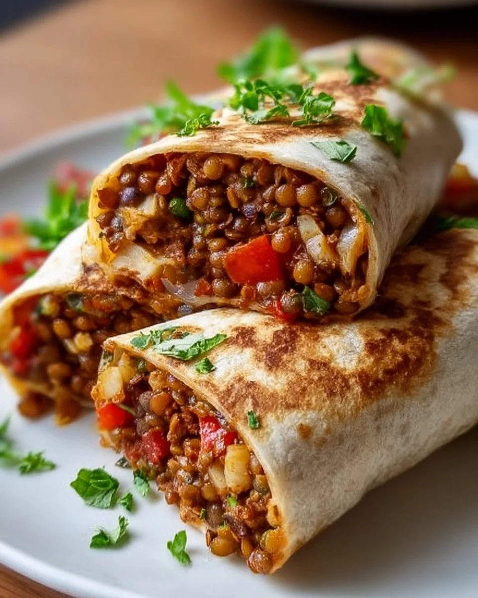 Burritos with lentils and walnuts