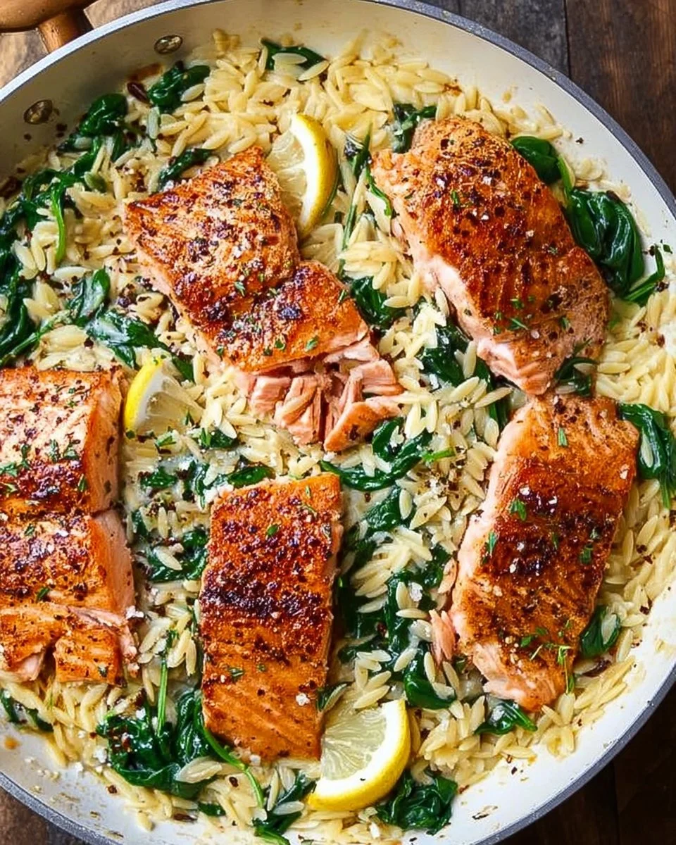 Ein-Pfannen-Lachs mit Zitronen-Orzo