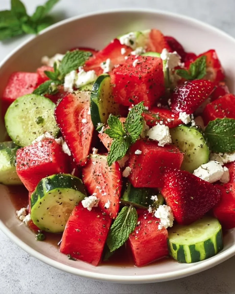 Erdbeer-Wassermelonen-Feta-Salat