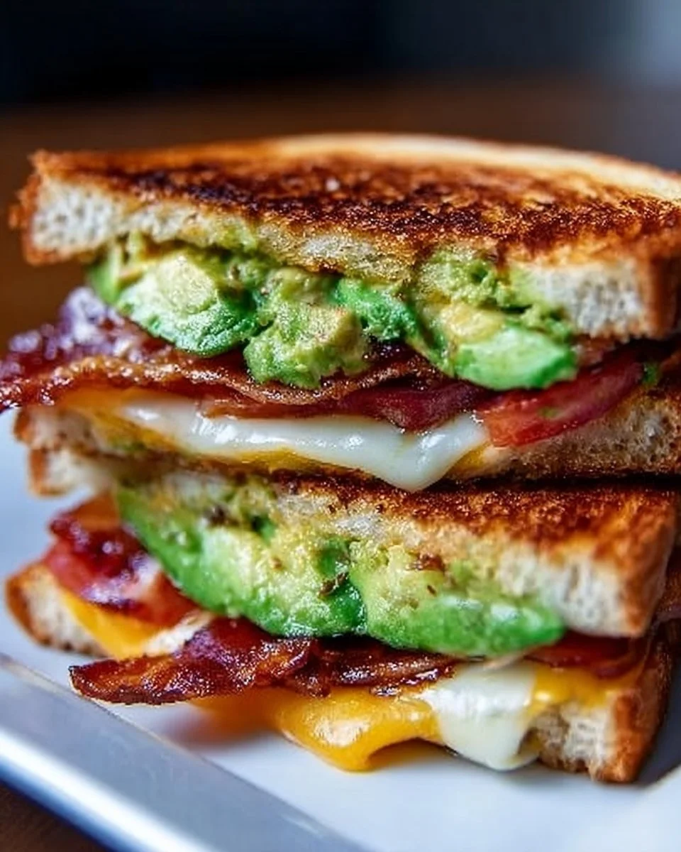 Gegrilltes Avocado-Sandwich mit Speck