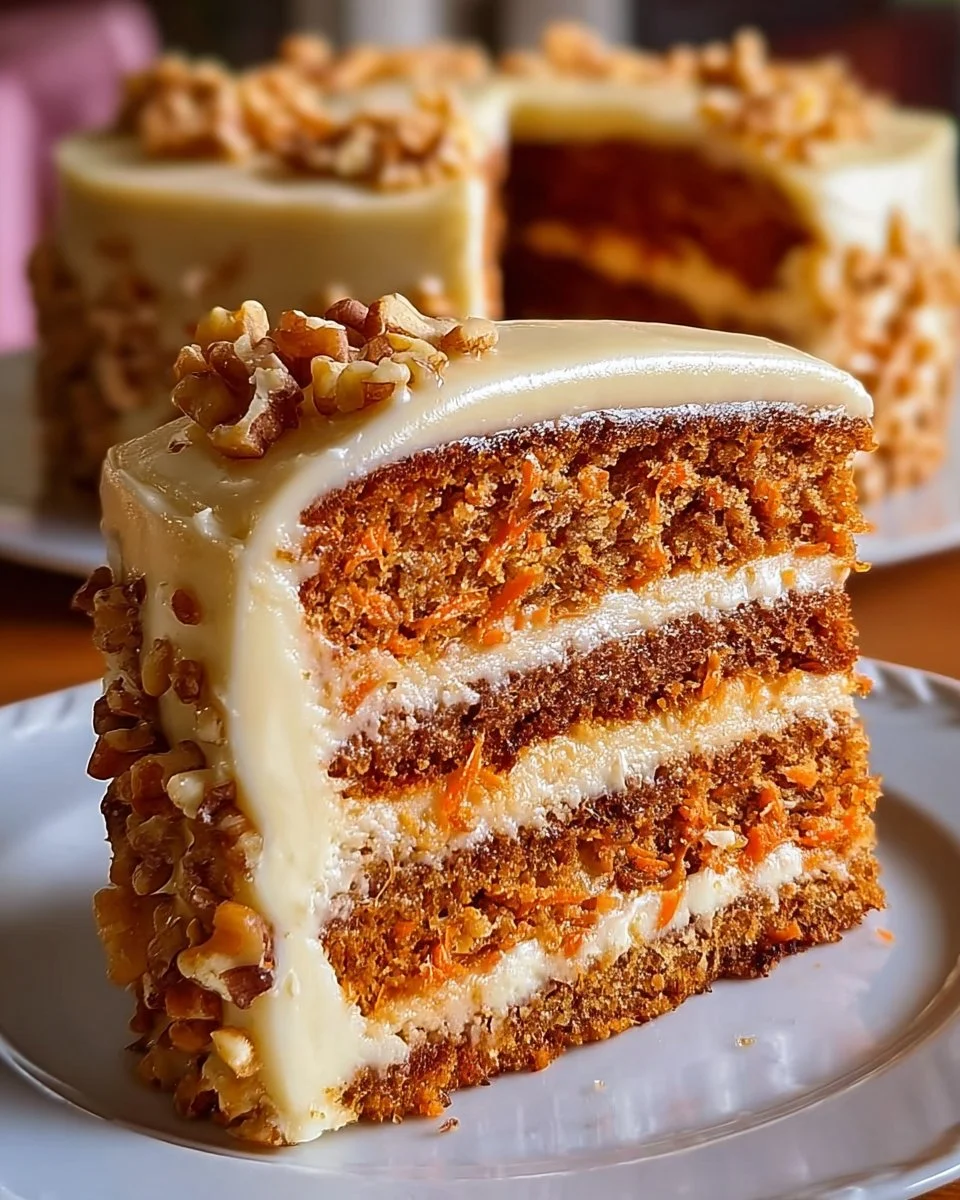 Honigkuchen-Möhrenkuchen mit Käsekuchen-Füllung