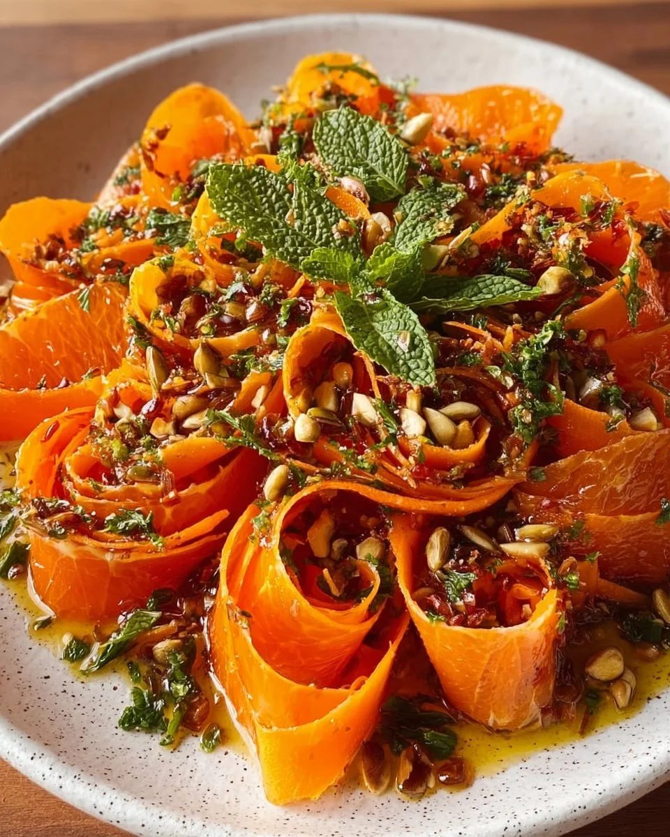 Karottenband-Salat-Rezept mit Blutorangen-Vinaigrette
