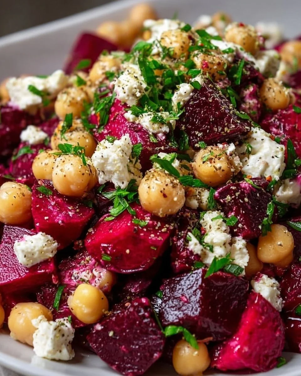 Kichererbsen-Beta- und Feta-Salat