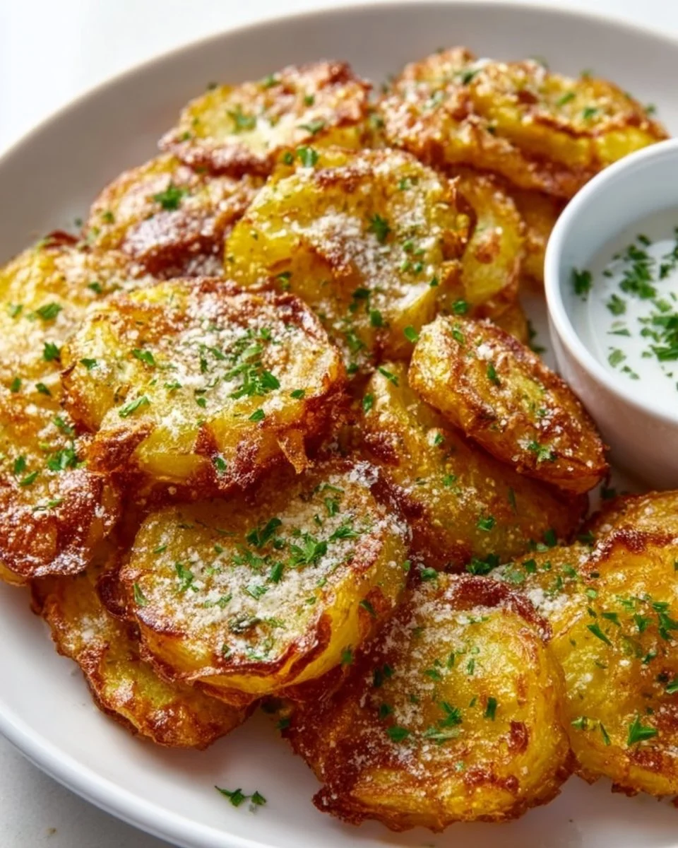 Knusprige Knoblauch-Parmesan-Stampfkartoffeln
