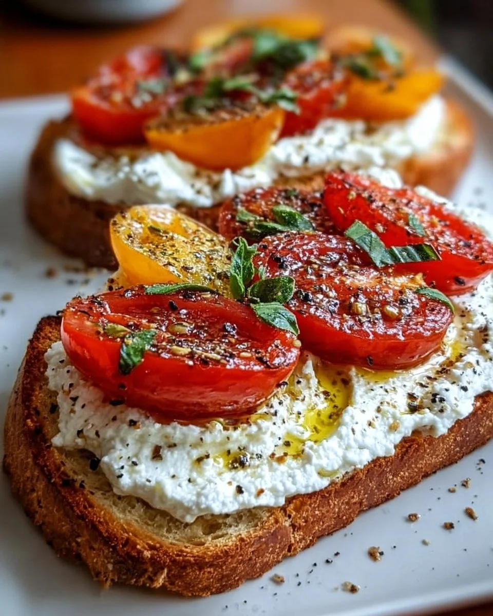 Ricotta und Tomaten Sauerteig Toast