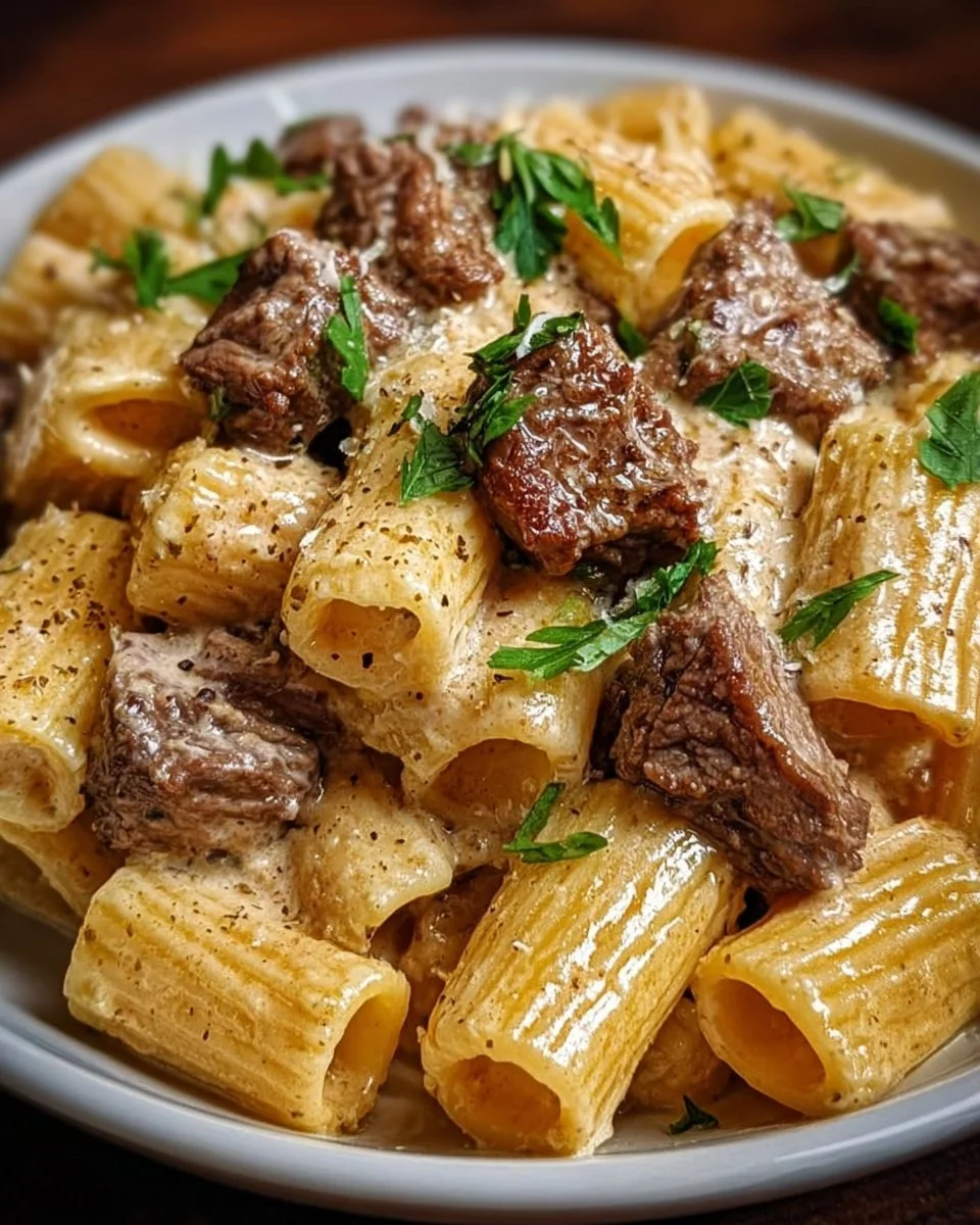 Rigatoni with beef and Parmesan sauce