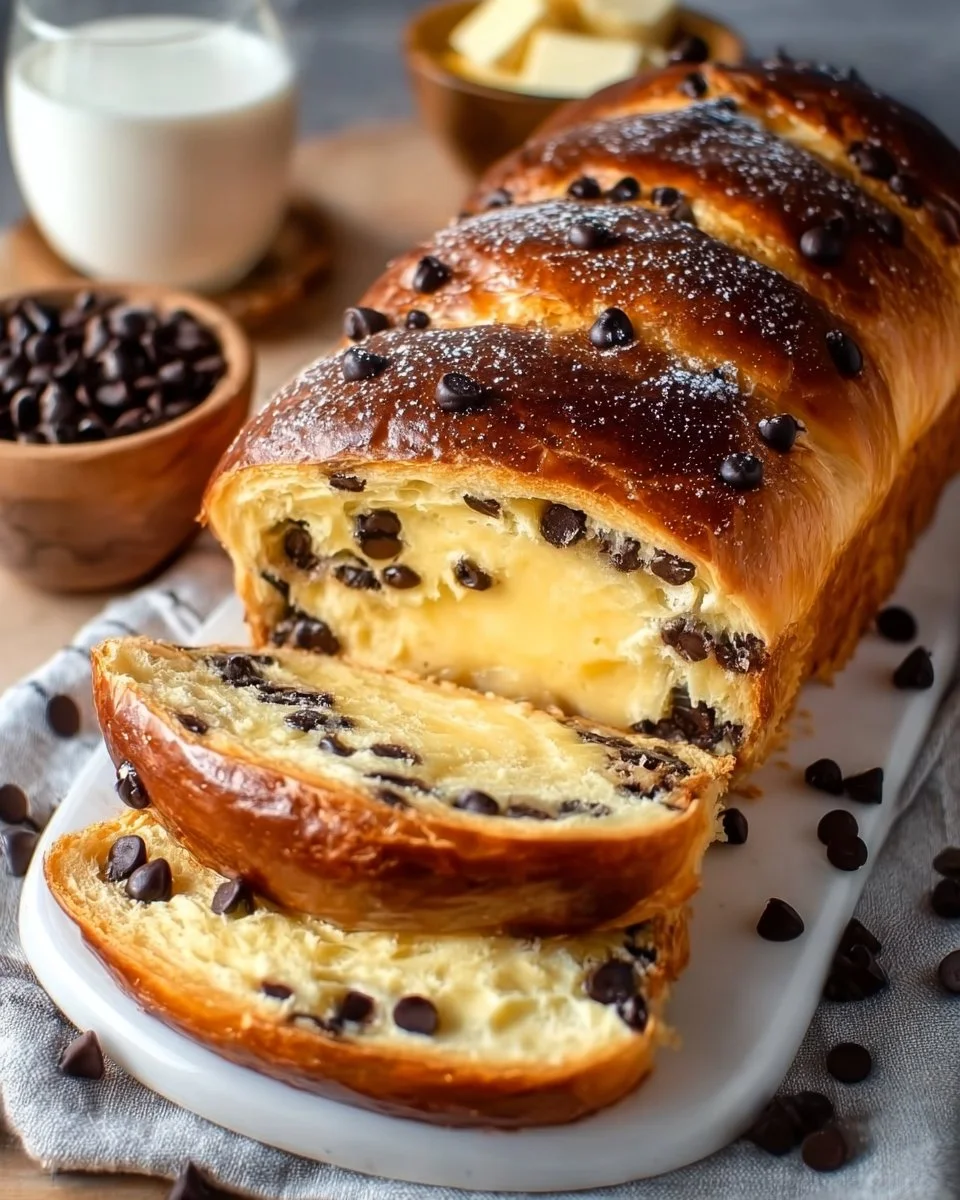 Schokoladen-Chip-Vanille-Custard-Brioche