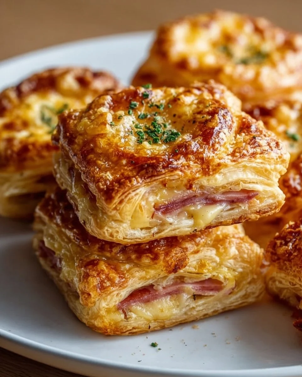 Unwiderstehlich knusprige Schinken-Käse-Blätterteigtürme