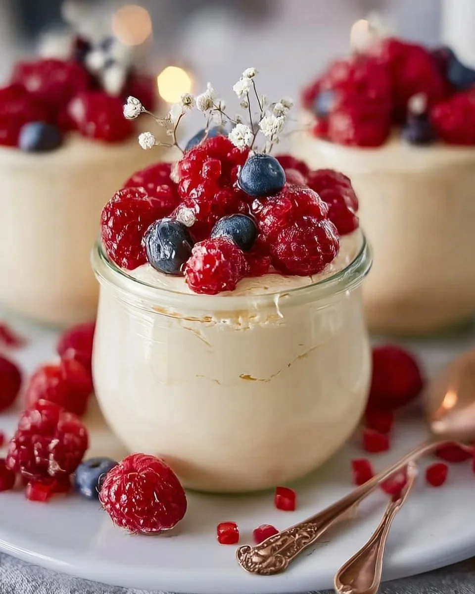Vegane Vanille-Pudding-Mousse mit Beeren
