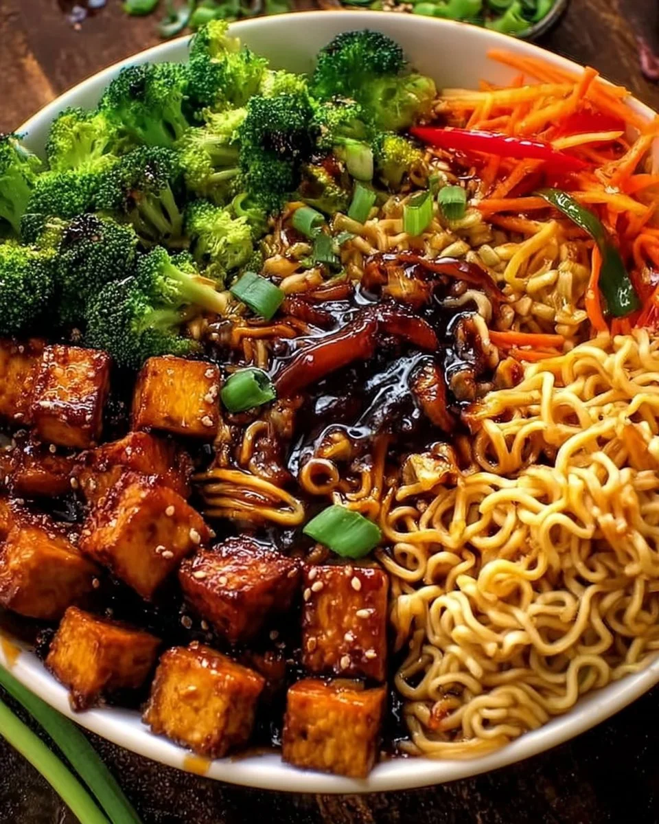 Veganer Teriyaki-Nudel-Bowl