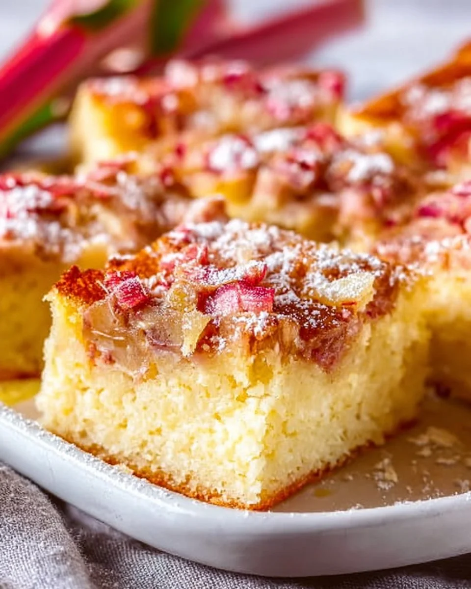 Zauberkuchen mit Pudding und Rhabarber