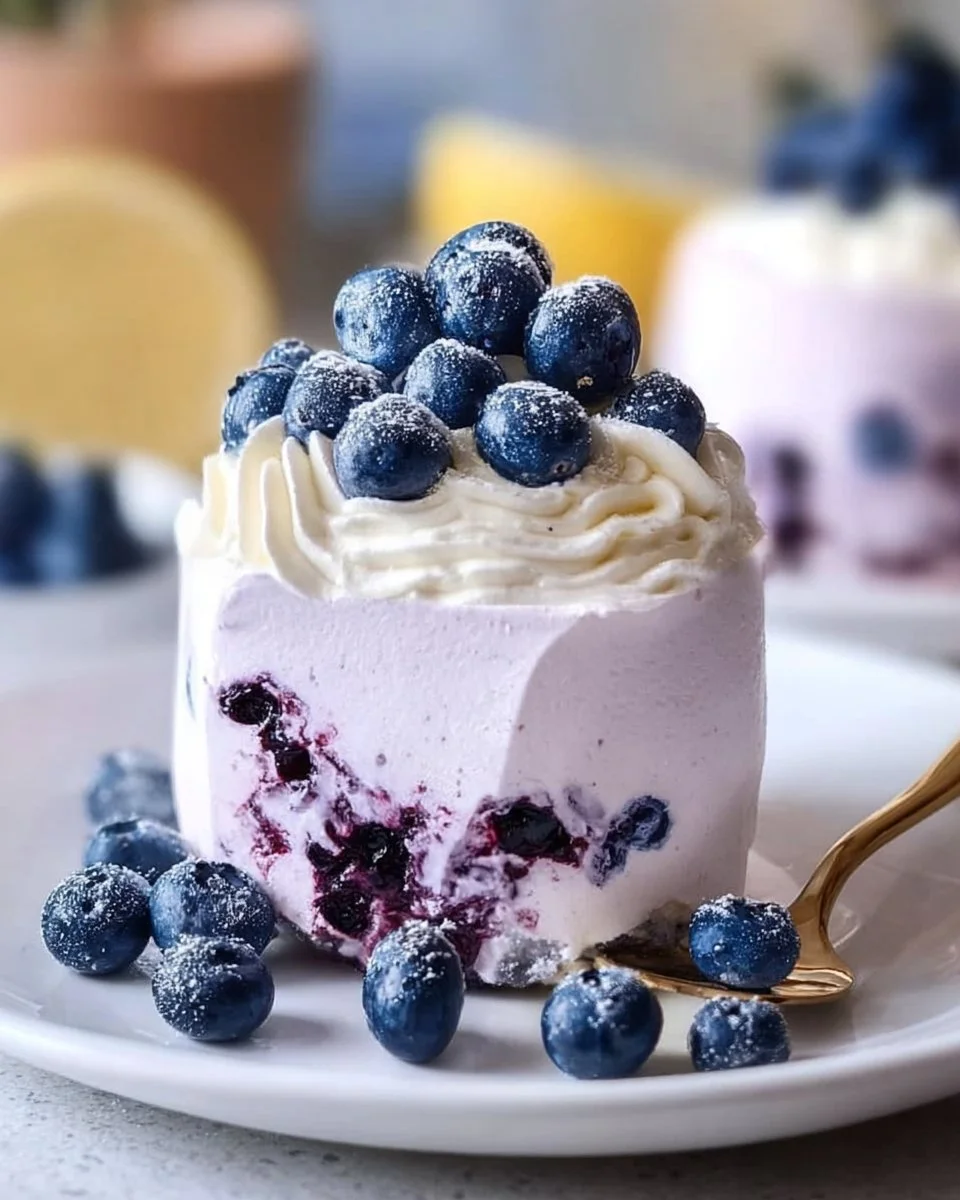 Zitronen- und Blaubeer-Keto-Cheesecake-Fluff