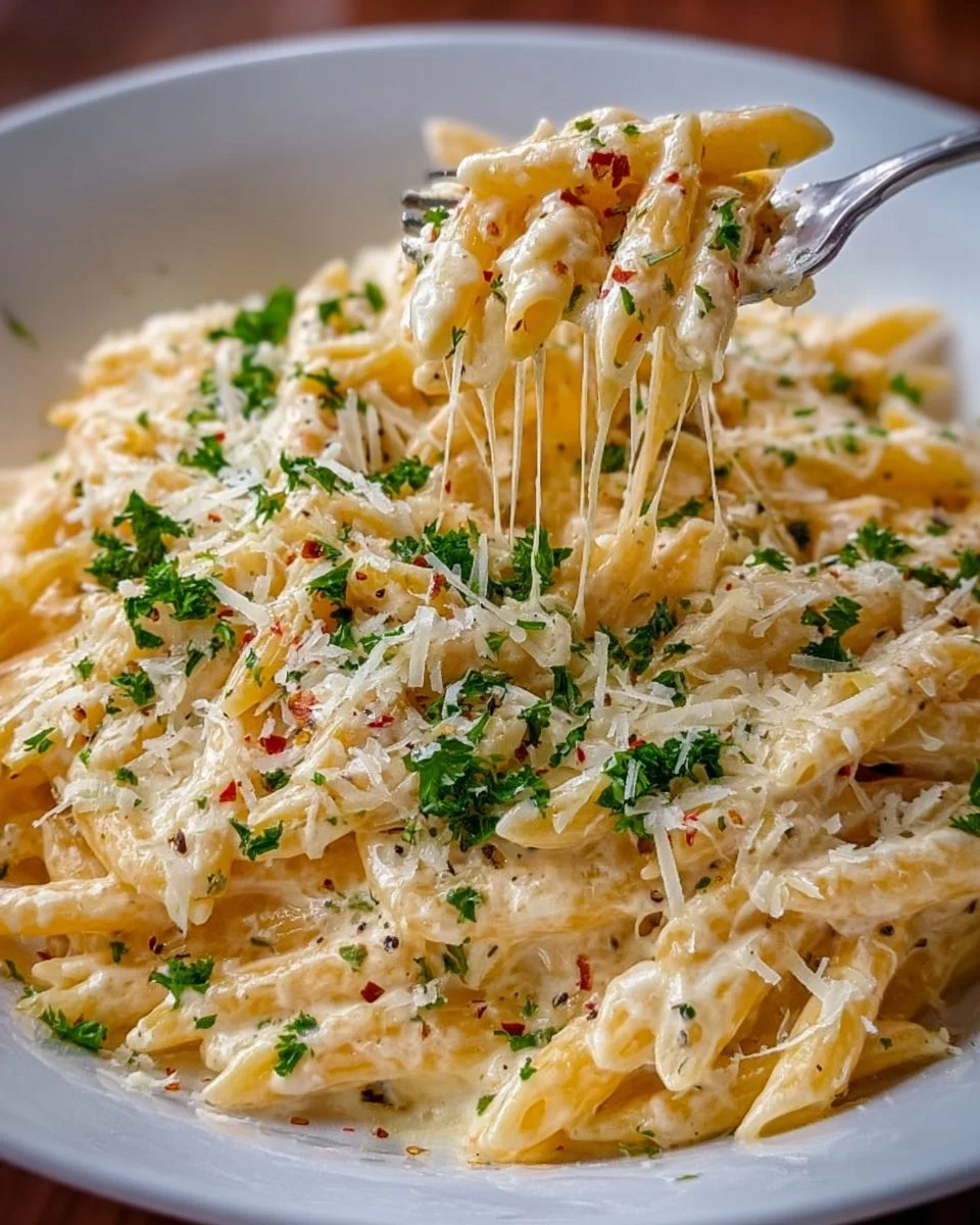 Cremige Knoblauch-Nudeln aus einem Topf