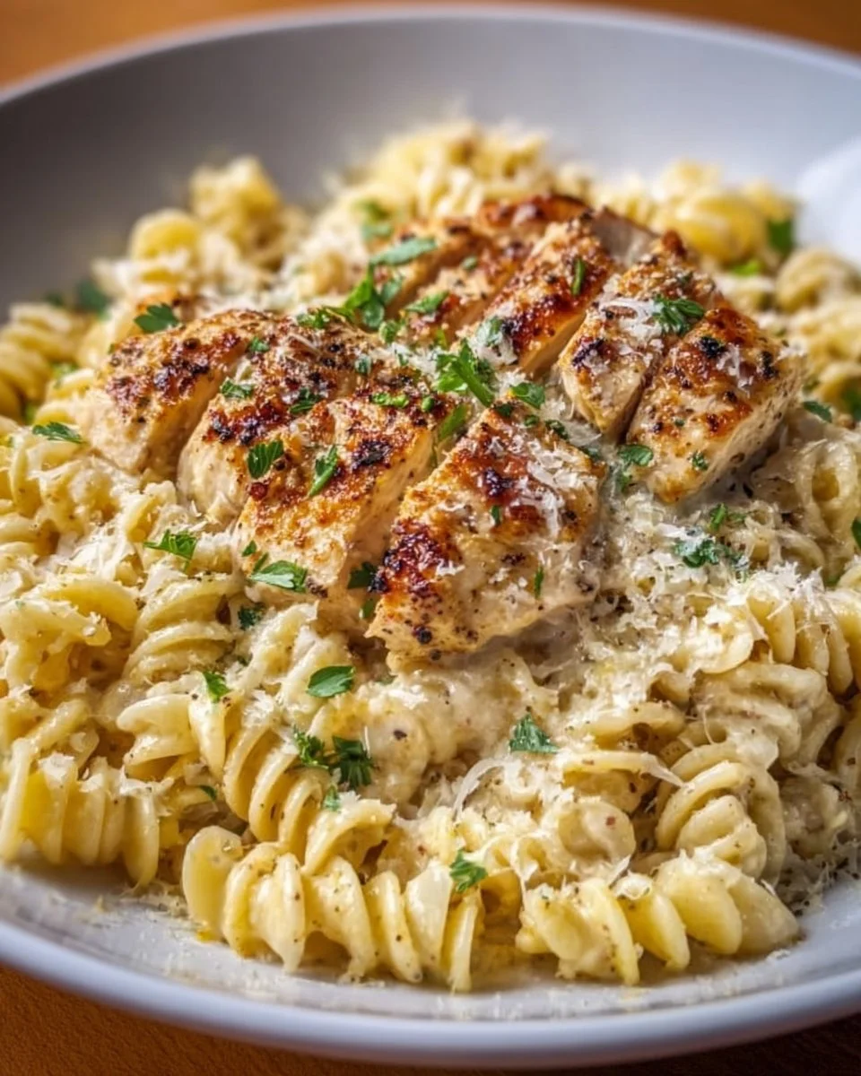 Crockpot Knoblauch Parmesan Hähnchen Pasta