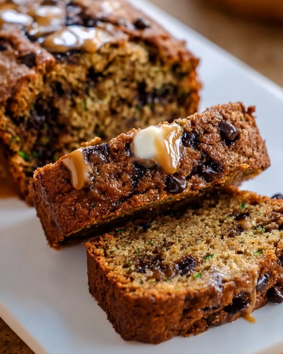 Erdnussbutter-Schokoladenstückchen-Zucchinibrot