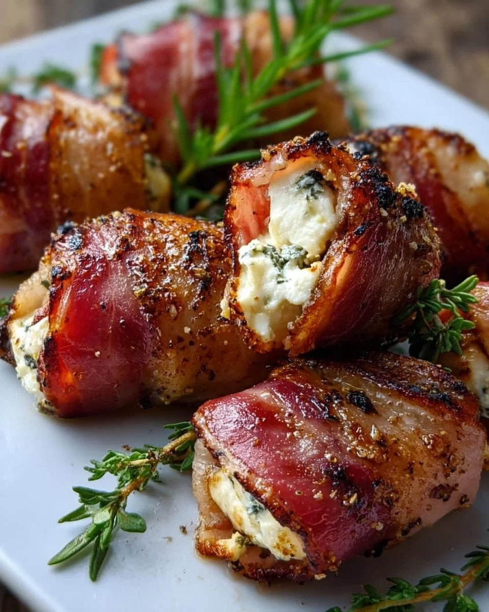 Gegrillte Feta-Schinkenröllchen