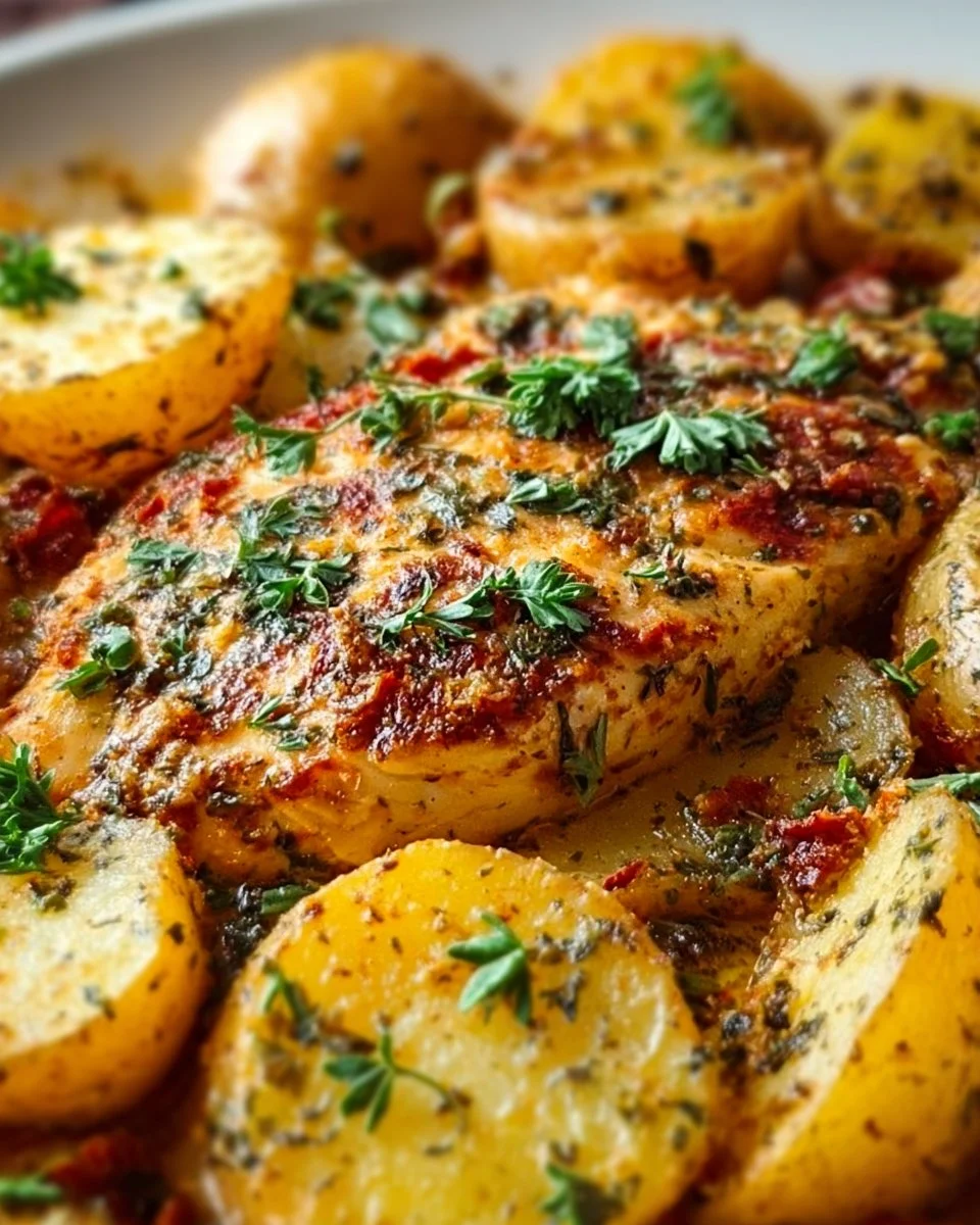 Hühnchen mit Kartoffeln und italienischen Gewürzen