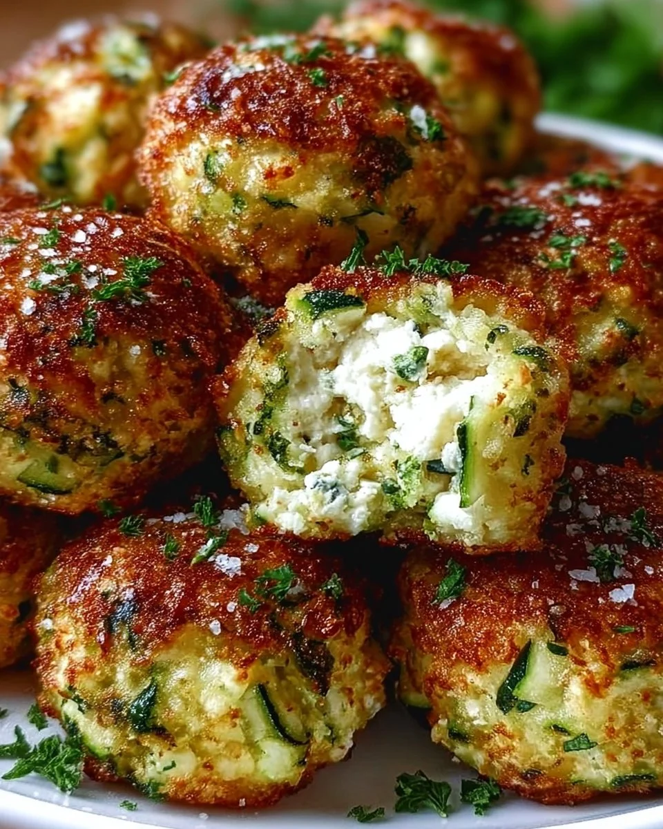 Knusprige Zucchini-Feta-Bällchen