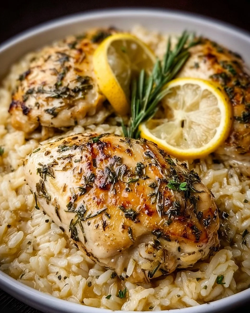 Slow-Cooked Lemon Herb Chicken and Rice