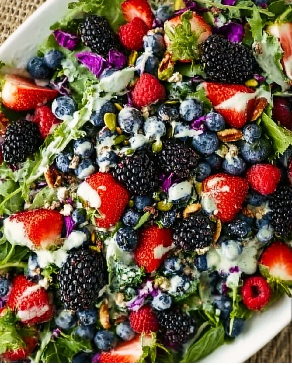 Superfood-Beerensalat mit cremigem Zitronen-Kräuterdressing