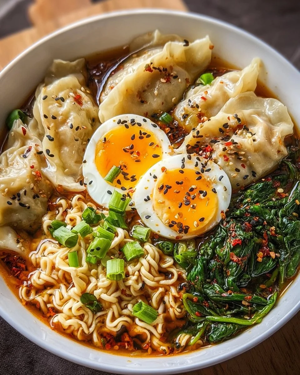 Teigtaschen-Ramen-Schüssel
