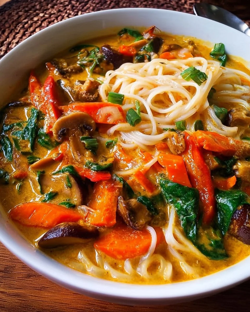 Wohlfühl-Curry-Suppe mit Reisnudeln und Kokosmilch