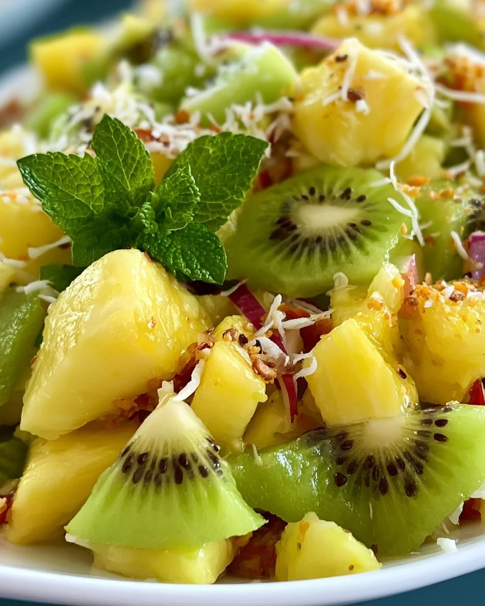Ananas-Kiwi-Salat | Kiwi-Obstsalat-Ideen, Obstsalat mit Kiwi, Obstsalat-Rezepte
