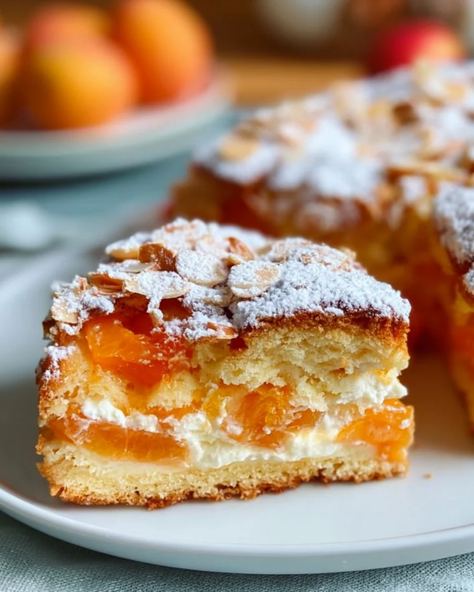 Aprikosen Mandel Kuchen mit Schmand
