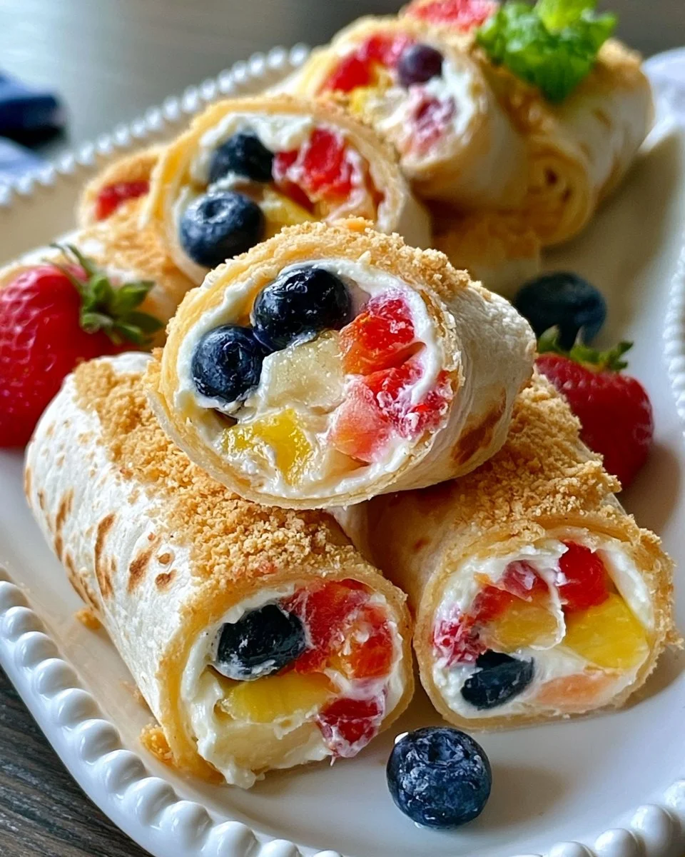 Cheesecake-Frucht-Salat-Röllchen