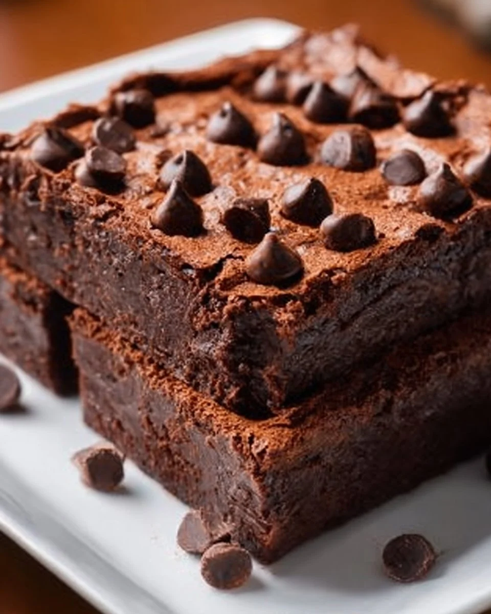 Gesunde Cottage Cheese Protein Brownies auf einem Teller serviert