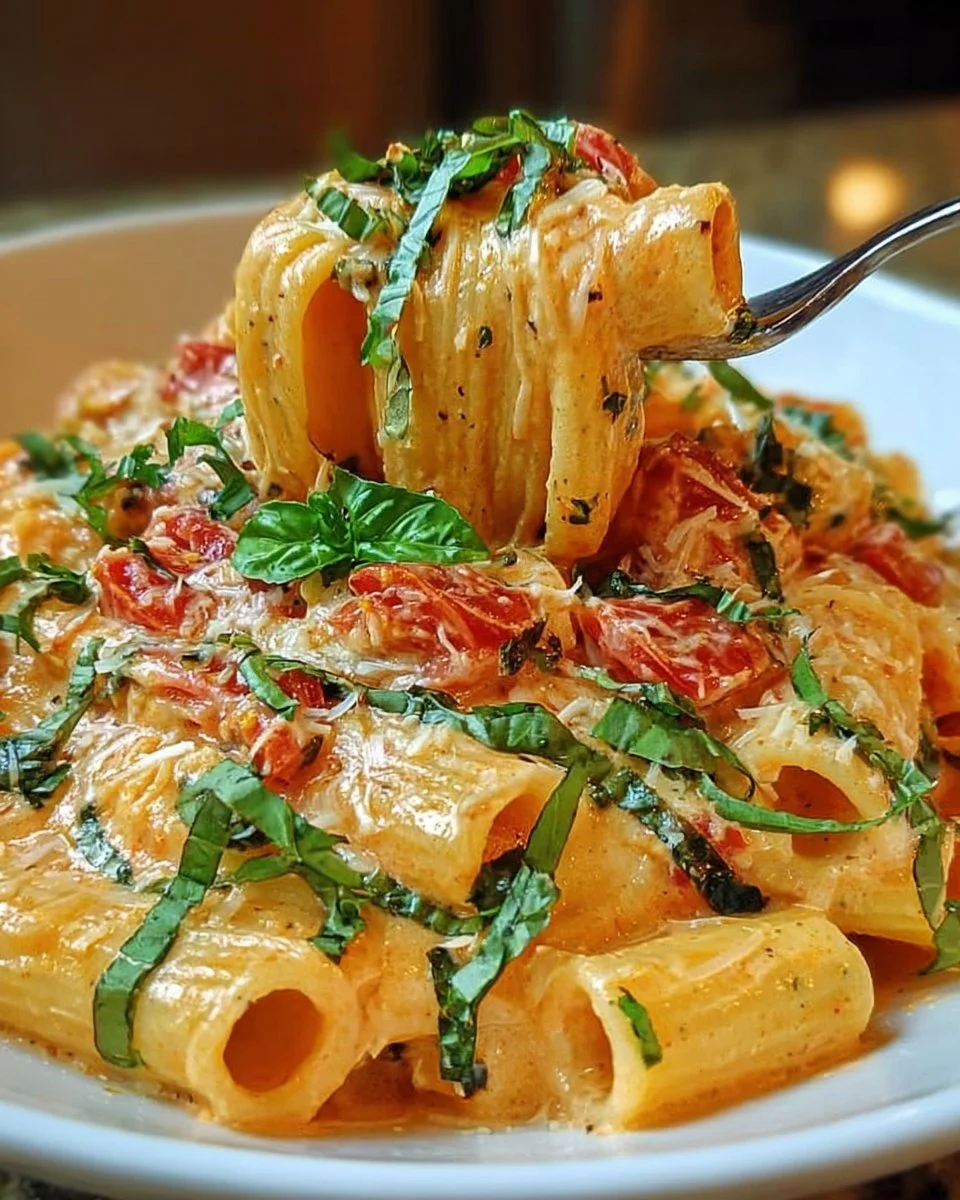 Cremige Tomaten-Knoblauch-Pasta mit frischen Zutaten