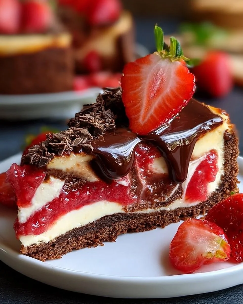Cremiger Schokoladen-Erdbeer-Wirbel-Käsekuchen – unwiderstehlich!