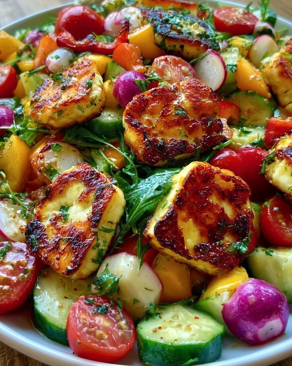 Farbenfroher Sommersalat mit Halloumi