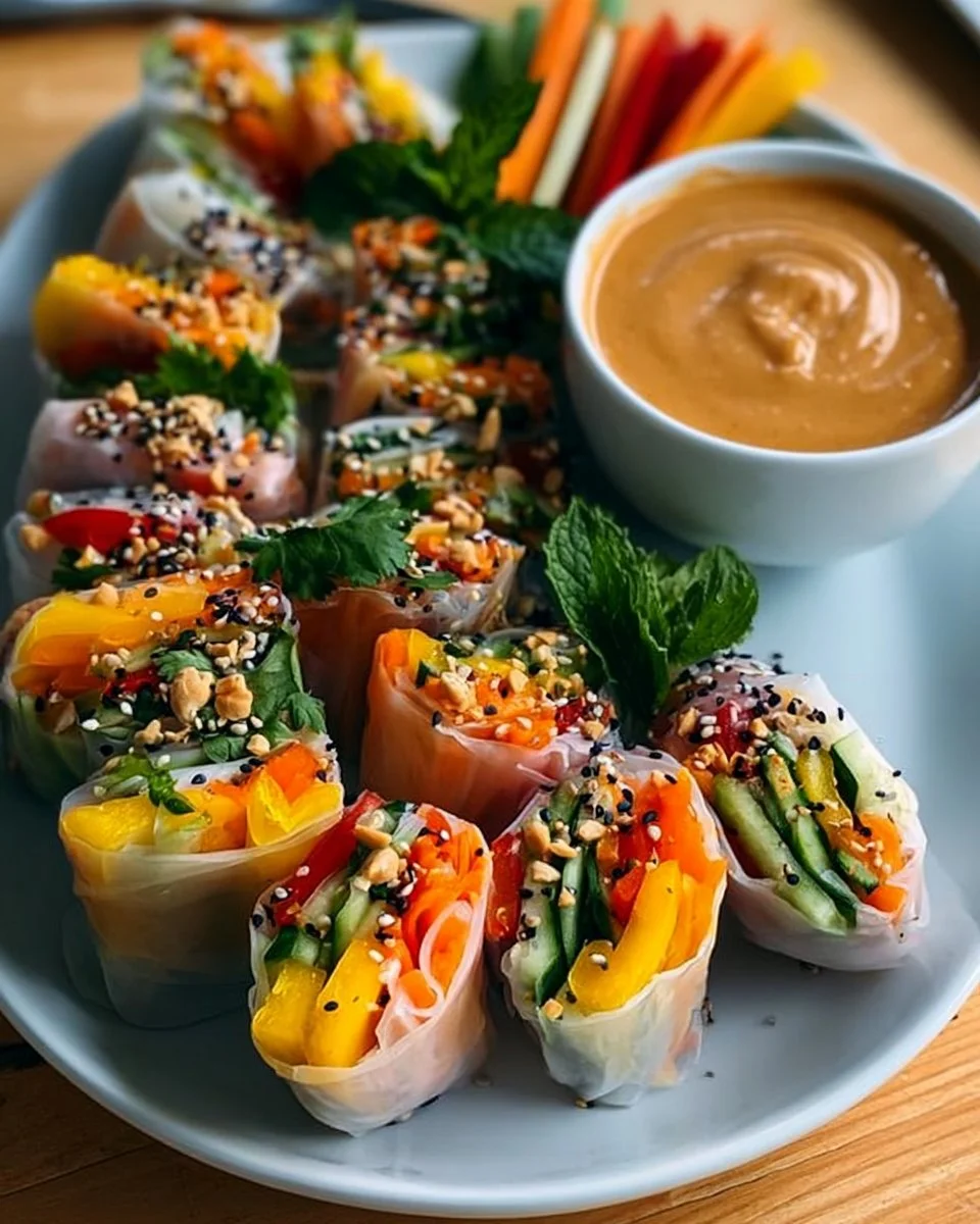 Frische Sommerrollen mit cremiger Erdnusssauce