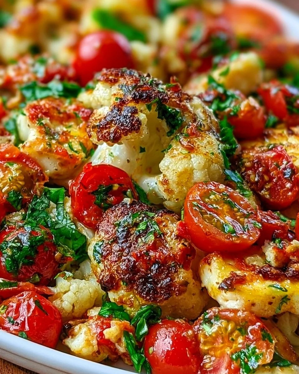 Gerösteter Blumenkohlsalat mit Tomaten