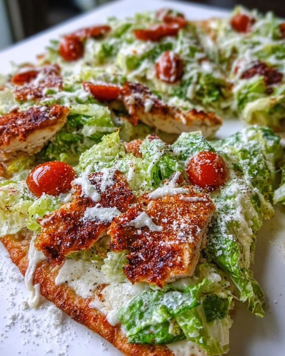 Hühnchen Caesar Salat Pizza