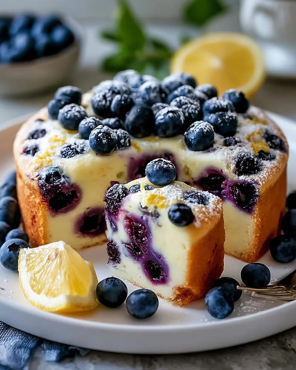 Joghurtkuchen mit Blaubeeren und Zitrone