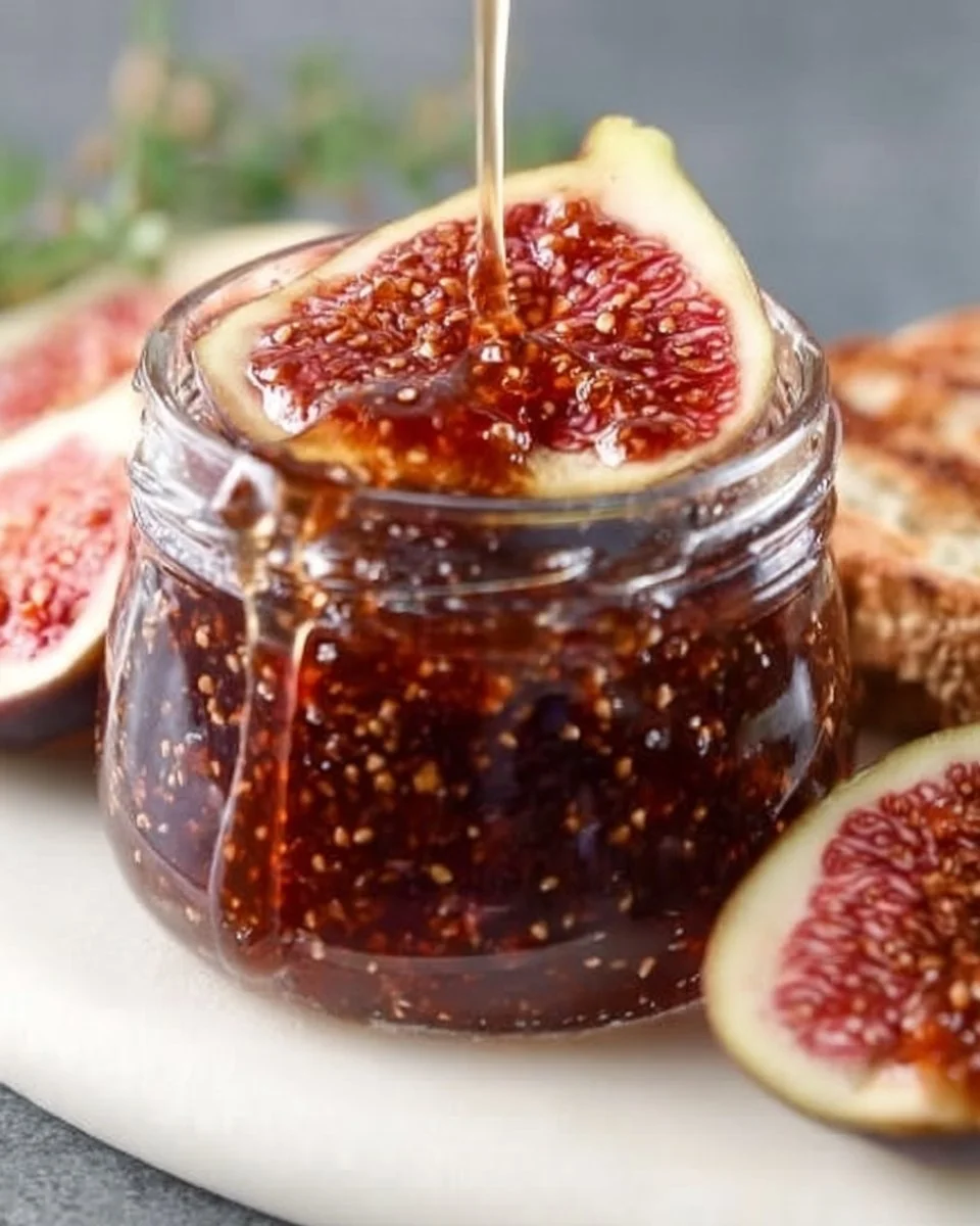 Hausgemachte Feigenhonigmarmelade in einem Glas