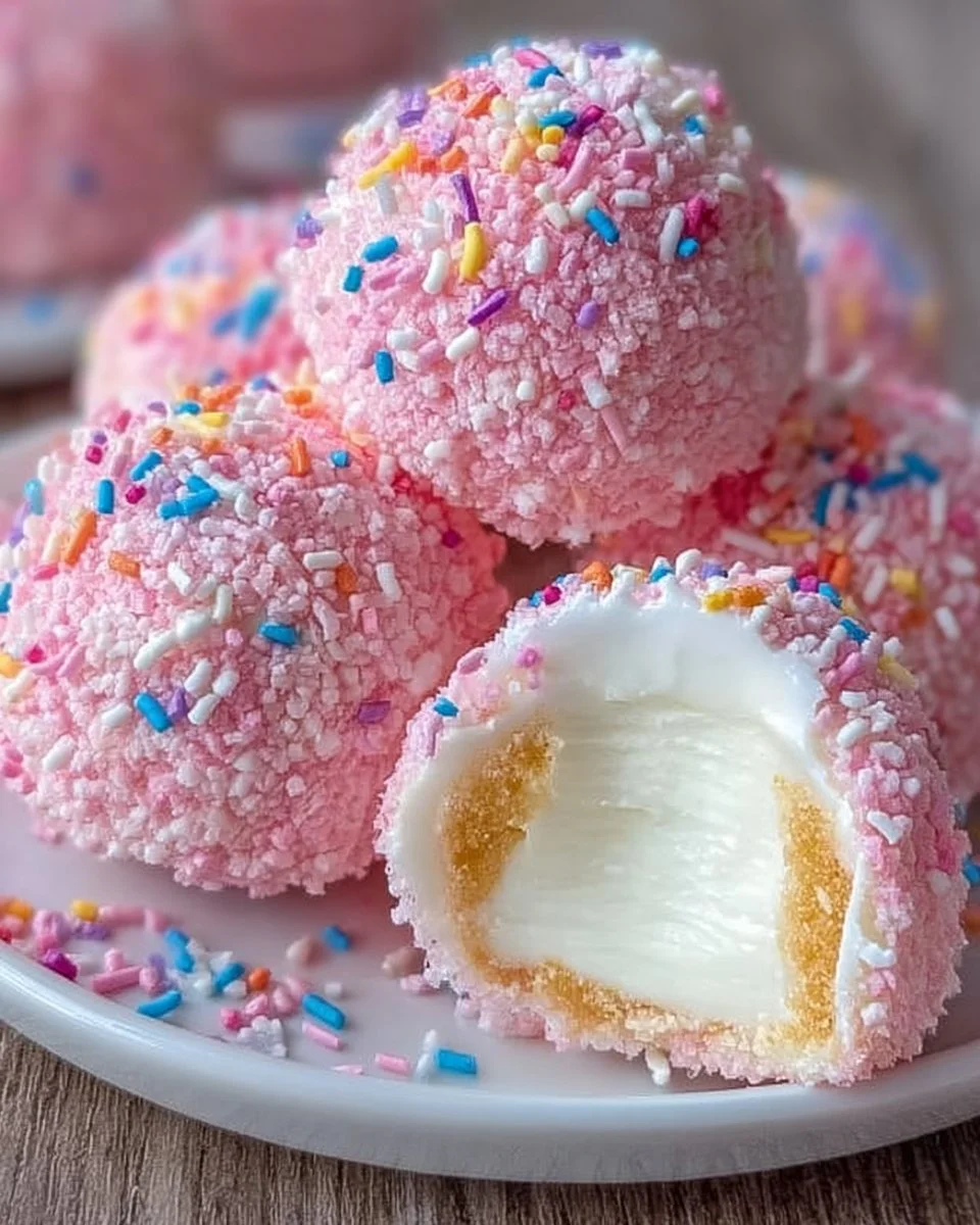 Knusprige Zuckerwatte-Käsekuchen-Bomben