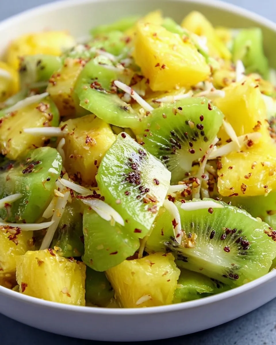 Leckerer Ananas-Kiwi-Salat | Gesunde Kiwi-Rezepte, Ideen für Kiwi-Fruchtsalat, Kiwi-Salat-Rezept
