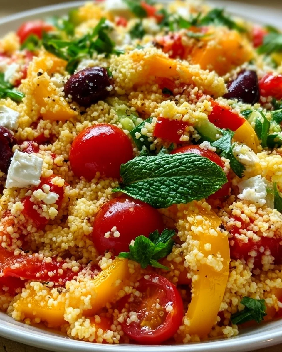 Mediterranean Couscous Salad with Feta & Bell Peppers – Delicious!