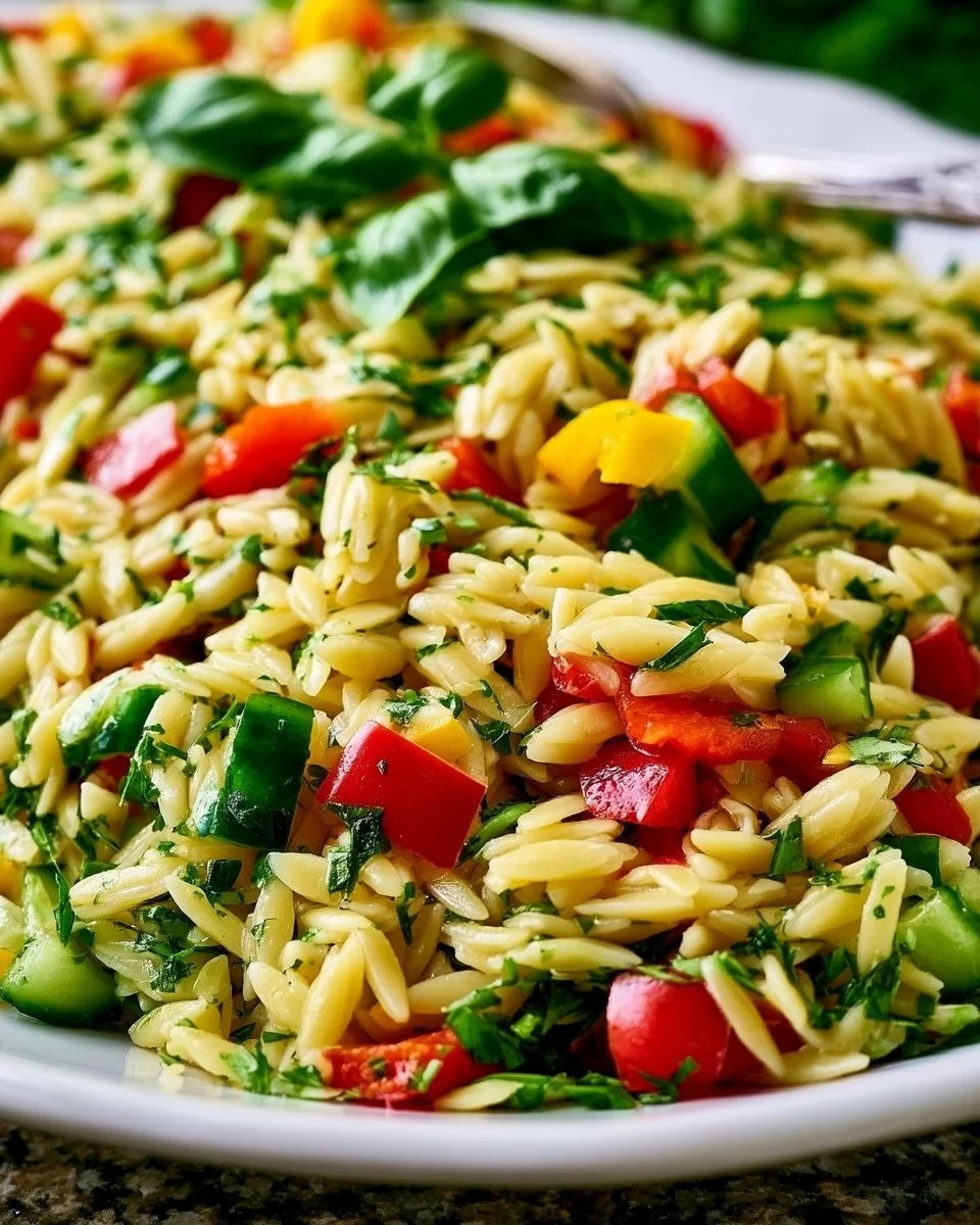 Orzo-Salat mit Gurke und Paprika